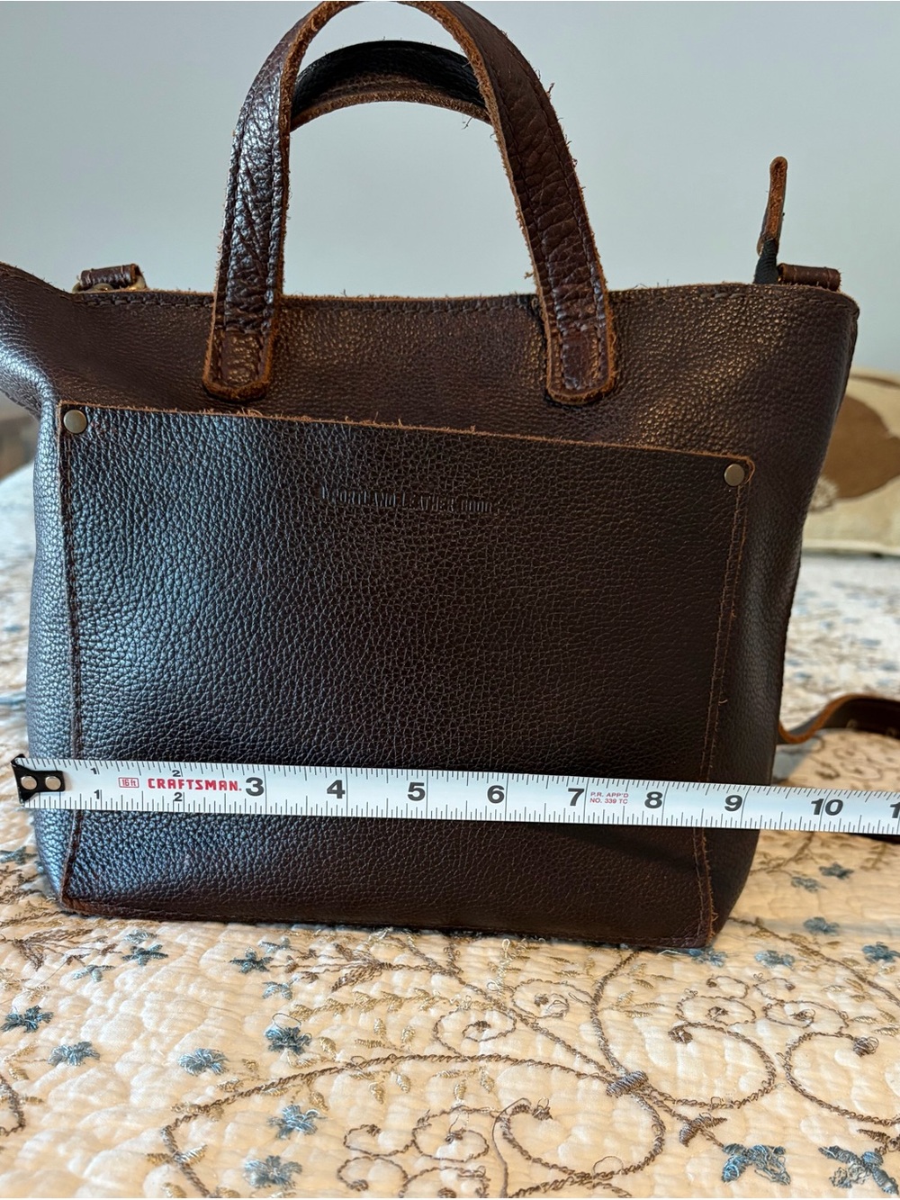 Portland Leather Goods Mini Leather Crossbody Bag Ziptop Color Coldbrew - Picture 10 of 12